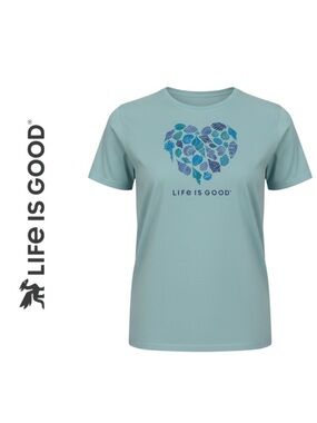 Life Is Good Crusher Tee Women’s XL Beach Blue Heart Graphic T-Shirt NWOT